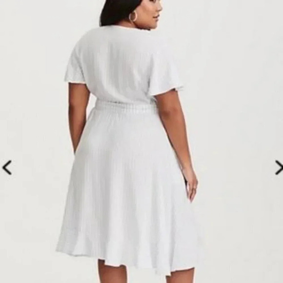 Torrid Blue & White Striped Challis Wrap Dress 00 - Picture 12 of 13